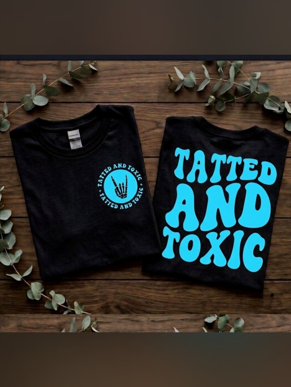 Tatted and toxic shirt funny retro popular wavy lettering tattoo life Blue